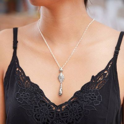 Alternate image for Vine Motif Sterling Silver Pendant Necklace from Bali Ubud Garden