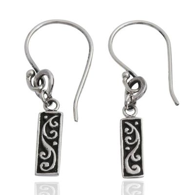 Primary image for Darkened Polished Silver Dangle Earrings with Swirl Design Swirling Marvel