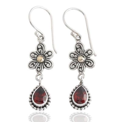 Alternate image for Spring-Inspired 2-Carat Natural Pear Garnet Dangle Earrings Beloved Blooms
