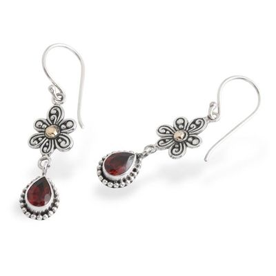 Alternate image for Spring-Inspired 2-Carat Natural Pear Garnet Dangle Earrings Beloved Blooms