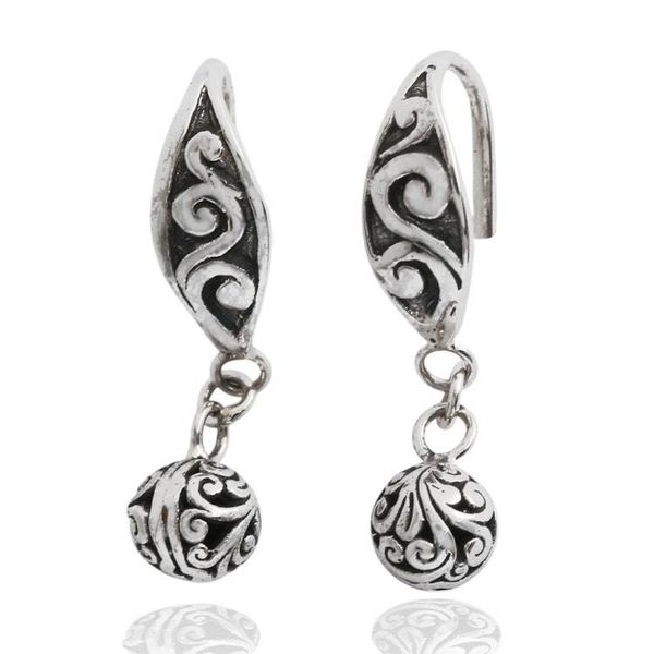 Alternate image for Balinese Sterling Silver Dangle Earrings with Swirling Motif Heavenly Swirls