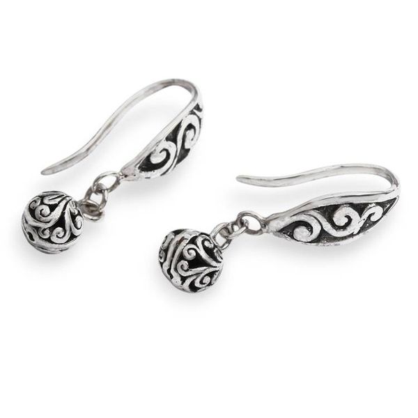 Alternate image for Balinese Sterling Silver Dangle Earrings with Swirling Motif Heavenly Swirls
