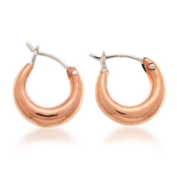 Alternate image for Copper Hoop Earrings with Taxco Silver Saddleback Closure Metallic Shimmer