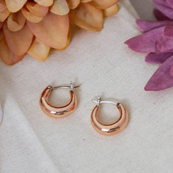 Alternate image for Copper Hoop Earrings with Taxco Silver Saddleback Closure Metallic Shimmer