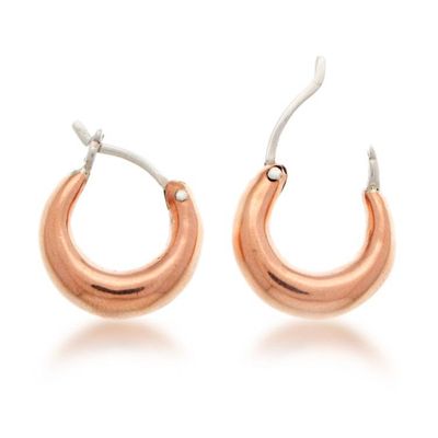 Alternate image for Copper Hoop Earrings with Taxco Silver Saddleback Closure Metallic Shimmer