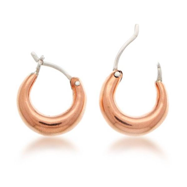 Alternate image for Copper Hoop Earrings with Taxco Silver Saddleback Closure Metallic Shimmer