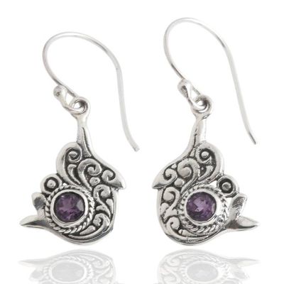 Alternate image for Ocean-Inspired 1-Carat Faceted Amethyst Dangle Earrings Tides of Wisdom