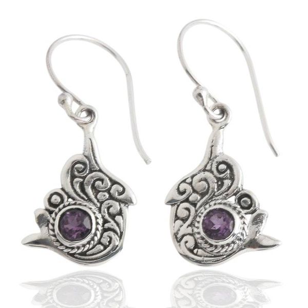 Alternate image for Ocean-Inspired 1-Carat Faceted Amethyst Dangle Earrings Tides of Wisdom