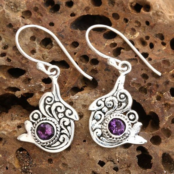 Alternate image for Ocean-Inspired 1-Carat Faceted Amethyst Dangle Earrings Tides of Wisdom