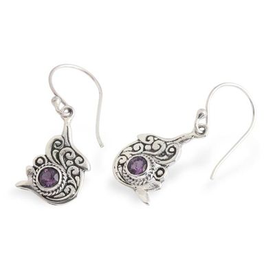 Alternate image for Ocean-Inspired 1-Carat Faceted Amethyst Dangle Earrings Tides of Wisdom