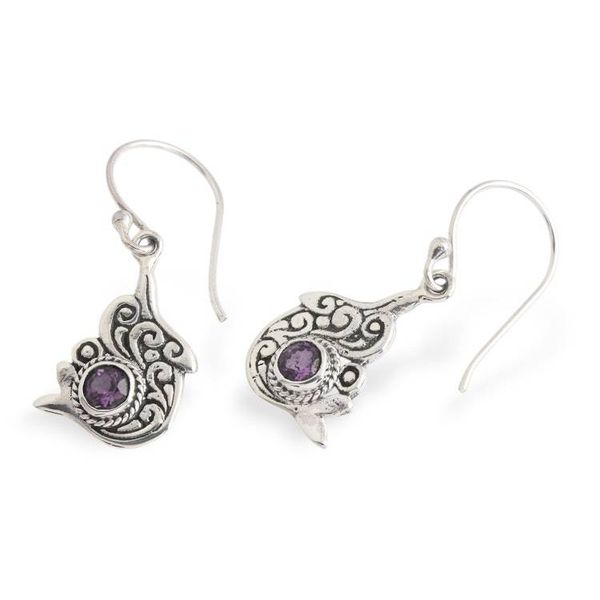 Alternate image for Ocean-Inspired 1-Carat Faceted Amethyst Dangle Earrings Tides of Wisdom