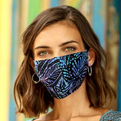Primary image for 3 Double Layer Hand Stamped Rayon Batik Elastic Loop Masks Island Attitude
