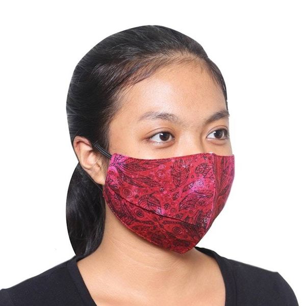 Alternate image for 3 Double Layer Hand Stamped Rayon Batik Elastic Loop Masks Island Attitude