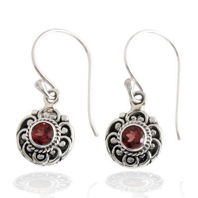 Alternate image for Folk Art-Inspired Sterling Silver and Garnet Dangle Earrings Windmill of Passion