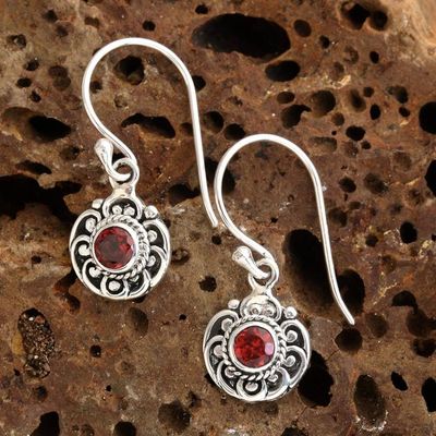 Alternate image for Folk Art-Inspired Sterling Silver and Garnet Dangle Earrings Windmill of Passion