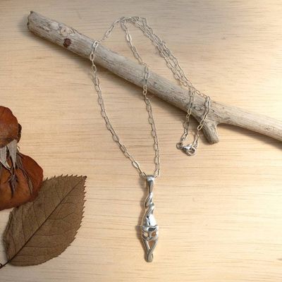 Primary image for Whimsical Leaping Cat-Themed Silver Pendant Necklace Leaping Kitty