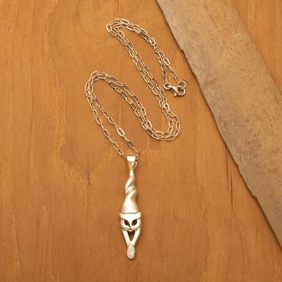 Alternate image for Whimsical Leaping Cat-Themed Silver Pendant Necklace Leaping Kitty