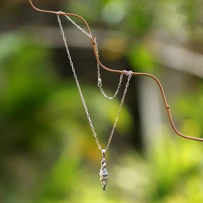 Alternate image for Whimsical Leaping Cat-Themed Silver Pendant Necklace Leaping Kitty