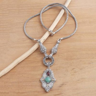 Primary image for Hand Crafted 3 Carat Amazonite and Silver Pendant Necklace Kingdom Fort