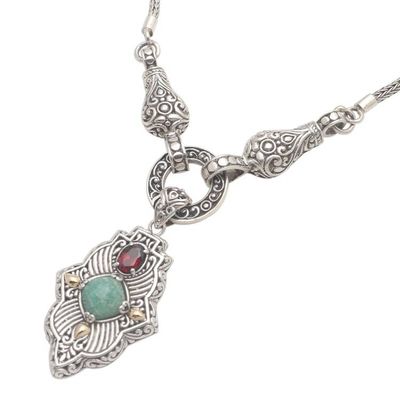 Alternate image for Hand Crafted 3 Carat Amazonite and Silver Pendant Necklace Kingdom Fort