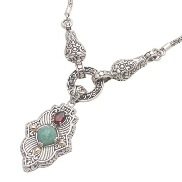 Alternate image for Hand Crafted 3 Carat Amazonite and Silver Pendant Necklace Kingdom Fort