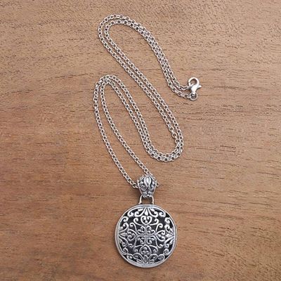 Alternate image for Sterling Silver Medallion Pendant Necklace from Bali Elegant Medallion