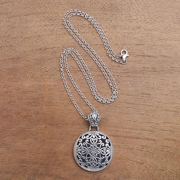 Alternate image for Sterling Silver Medallion Pendant Necklace from Bali Elegant Medallion