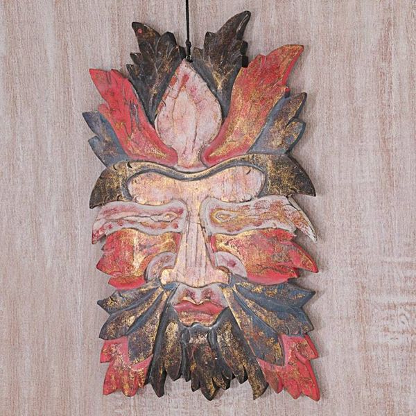 Alternate image for Hand Carved Red and Black Wood Wall Panel from Indonesia Camouflage
