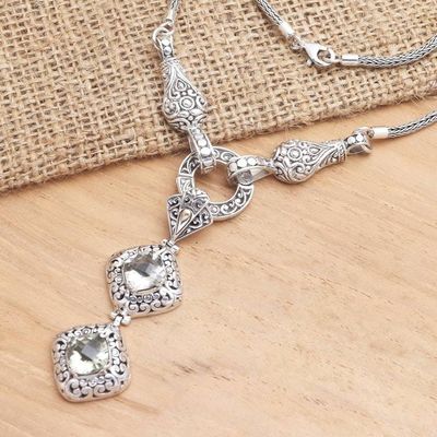 Primary image for Gold-Accented Prasiolite Pendant Necklace from Bali Pale Green Light