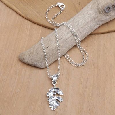Primary image for Sterling Silver Leafy Pendant Necklace Crafted in Bali Precious Prosperity