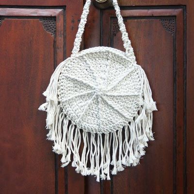 Alternate image for Balinese Cotton Crocheted Shoulder Bag Circle of Beauty