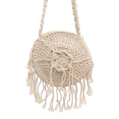Alternate image for Balinese Cotton Crocheted Shoulder Bag Circle of Beauty