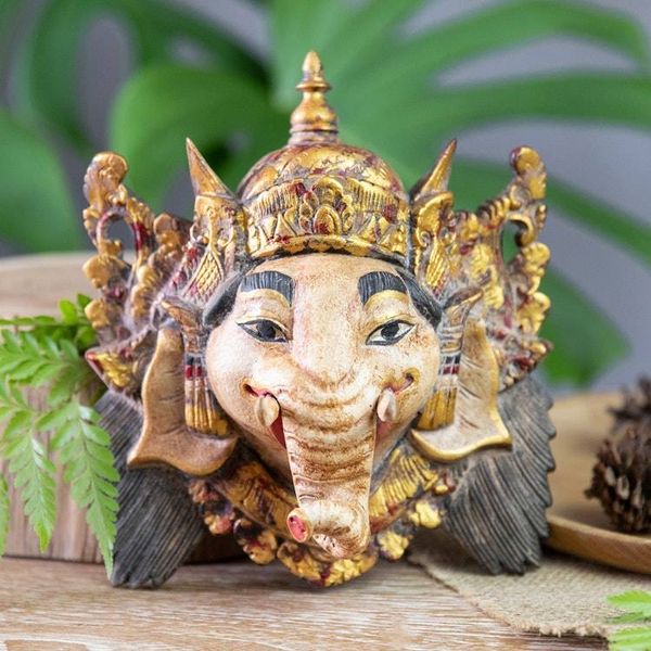 Alternate image for Handcrafted Traditional Ganesha Acacia Wood Mask from Bali Godly Ganesha
