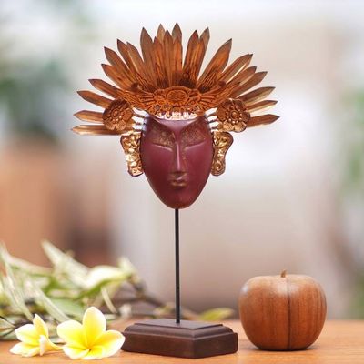 Primary image for Artisan Crafted Javanese Display Mask Golden Sun Empress