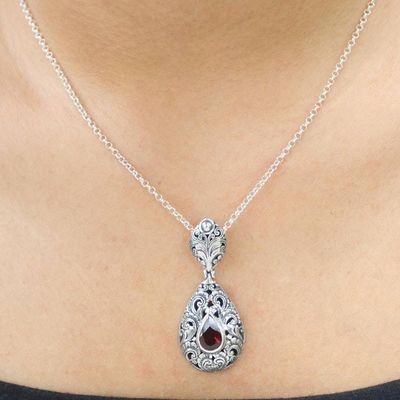 Alternate image for Artisan Crafted Amethyst Sterling Silver Pendant Necklace Balinese Traditional