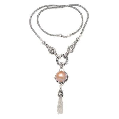 Alternate image for Sterling Silver and Cultured Mabe Pearl Pendant Necklace Orange Moon