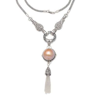 Alternate image for Sterling Silver and Cultured Mabe Pearl Pendant Necklace Orange Moon