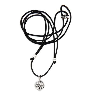 Alternate image for Sterling Silver Floral Pendant Necklace with Adjustable Cord Floral Orb