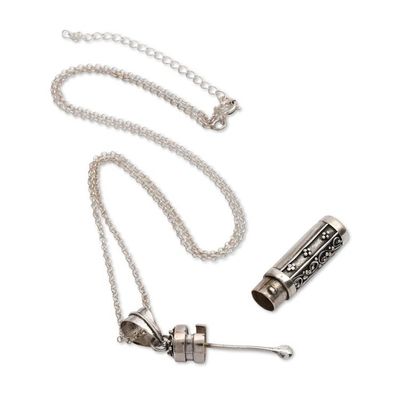 Alternate image for Classic Balinese Sterling Silver Locket Pendant Necklace Paradisial Dew