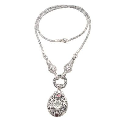 Primary image for Prasiolite and Garnet Sterling Silver Pendant Y-Necklace Queen Victory