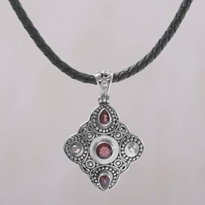 Primary image for Garnet and 925 Sterling Silver Pendant Necklace from Bali Klungkung Majesty