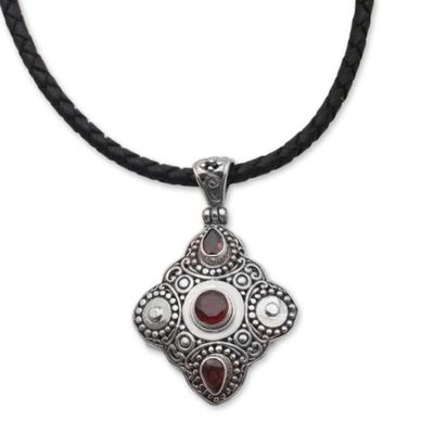 Alternate image for Garnet and 925 Sterling Silver Pendant Necklace from Bali Klungkung Majesty