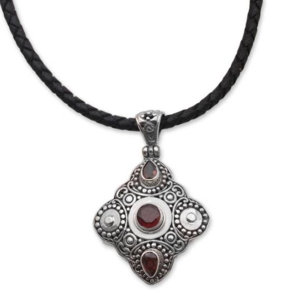 Alternate image for Garnet and 925 Sterling Silver Pendant Necklace from Bali Klungkung Majesty