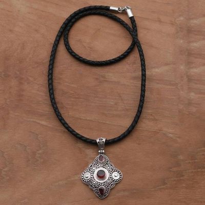 Alternate image for Garnet and 925 Sterling Silver Pendant Necklace from Bali Klungkung Majesty