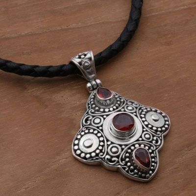 Alternate image for Garnet and 925 Sterling Silver Pendant Necklace from Bali Klungkung Majesty