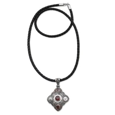 Alternate image for Garnet and 925 Sterling Silver Pendant Necklace from Bali Klungkung Majesty