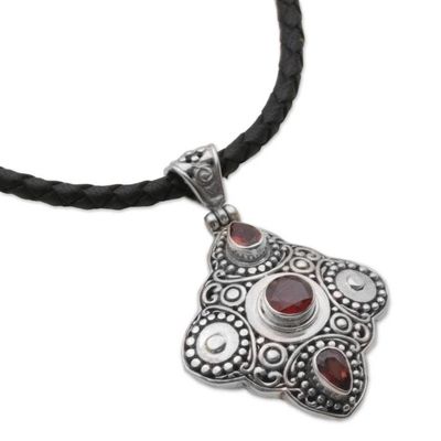 Alternate image for Garnet and 925 Sterling Silver Pendant Necklace from Bali Klungkung Majesty