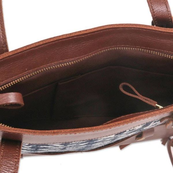 Alternate image for Cotton Ikat and Leather Shoulder Bag with Fringe Muria Primitive
