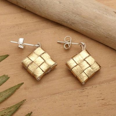 Alternate image for Rice Cake-Inspired Painted Leather Drop Earrings in Gold Hue Golden Rice Cake
