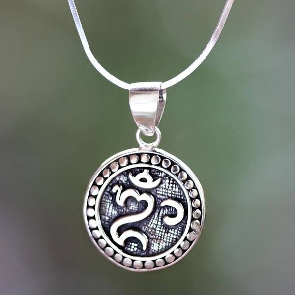 Alternate image for Balinese Hindu Om Necklace Om Halo